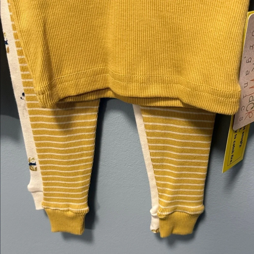 4 pc Yellow and Cream Penguin organics Kids Matching Set